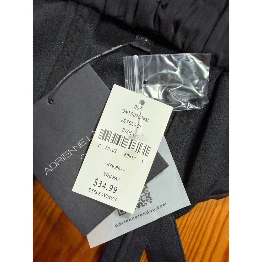 Adrienne Landau Onyx Black Pleated Halter Top Cutout Back NWT Size Large - Picture 4 of 6